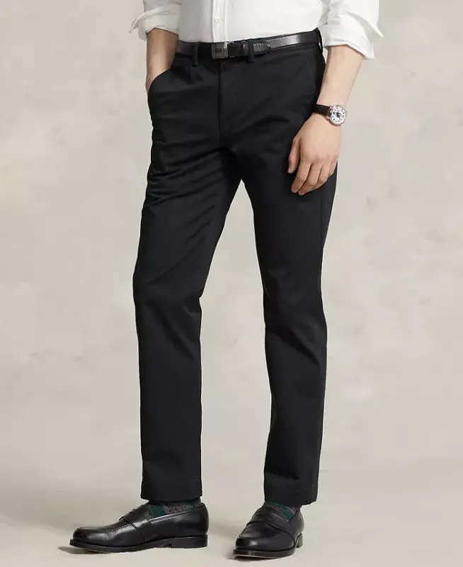 Men's Straight-Fit Stretch Chino Pants-Black - 1
