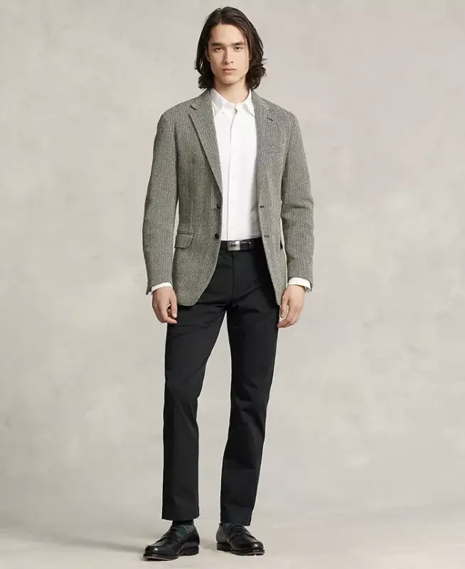 Men's Straight-Fit Stretch Chino Pants-Black - 2