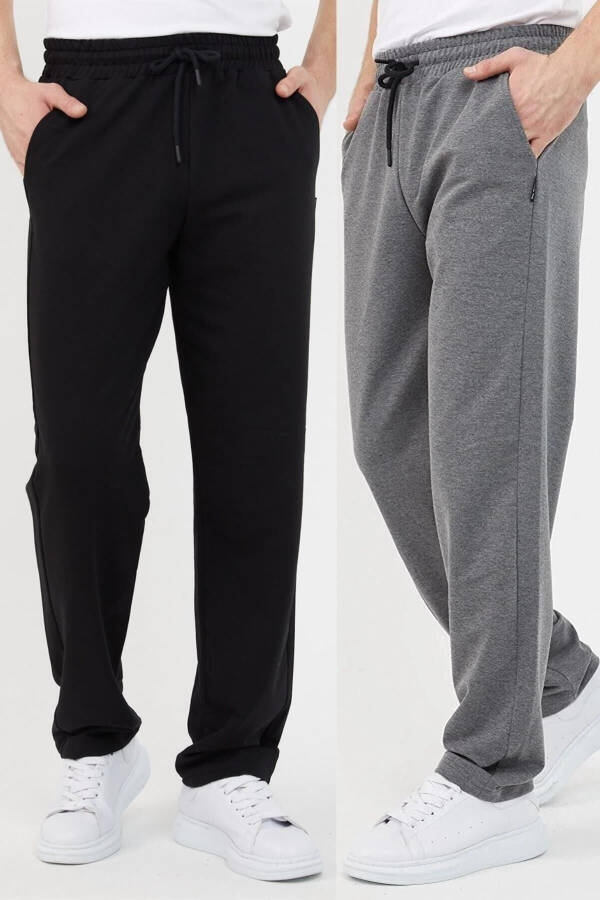 Men's Straight Leg Relaxed Fit Tracksuit Bottoms 2-Pack - 1