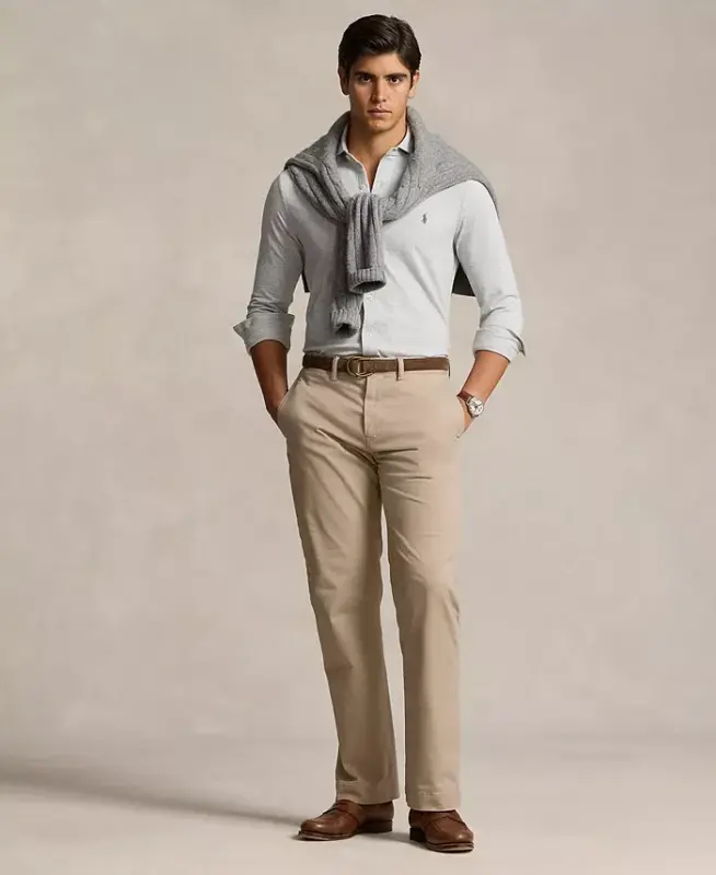 Men's Stretch Classic-Fit Chino Pants-Khaki Tan - 2