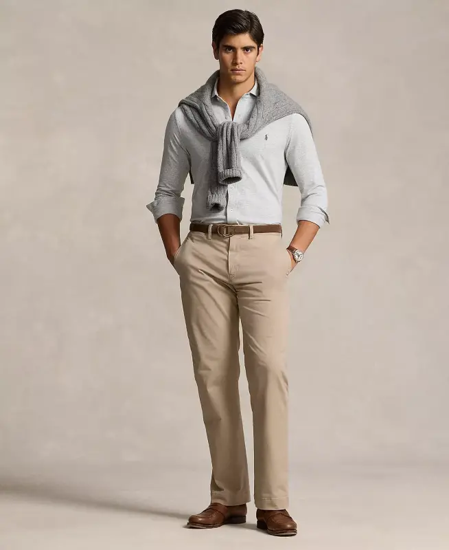 Men's Stretch Classic-Fit Chino Pants-Khaki Tan - 4