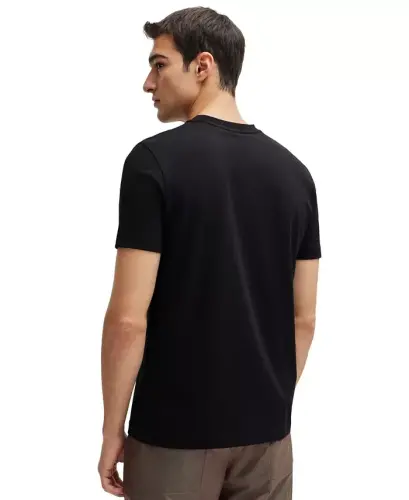 Men's Stretch-Cotton Regular-Fit T-Shirt - Black - HUGO BOSS (1)