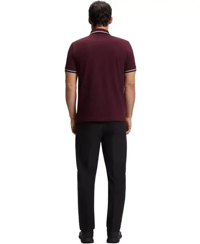 Men’s Stretch-Cotton Slim-Fit Logo Polo Shirt - Dark Pink - 3