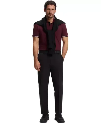 Men’s Stretch-Cotton Slim-Fit Logo Polo Shirt - Dark Pink - 4