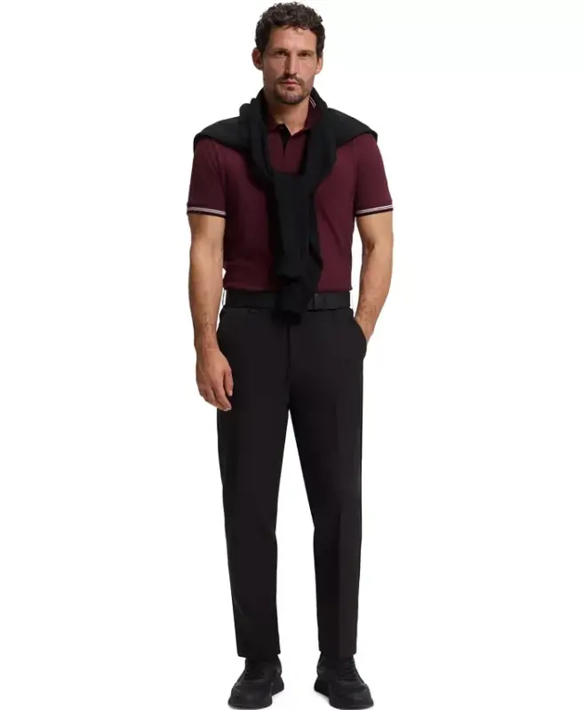 Men’s Stretch-Cotton Slim-Fit Logo Polo Shirt - Dark Pink - 4