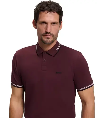 Men’s Stretch-Cotton Slim-Fit Logo Polo Shirt - Dark Pink - 6