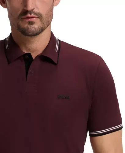 Men’s Stretch-Cotton Slim-Fit Logo Polo Shirt - Dark Pink - 7