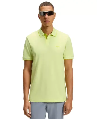 Men’s Stretch-Cotton Slim-Fit Logo Polo Shirt - Light Green - 1