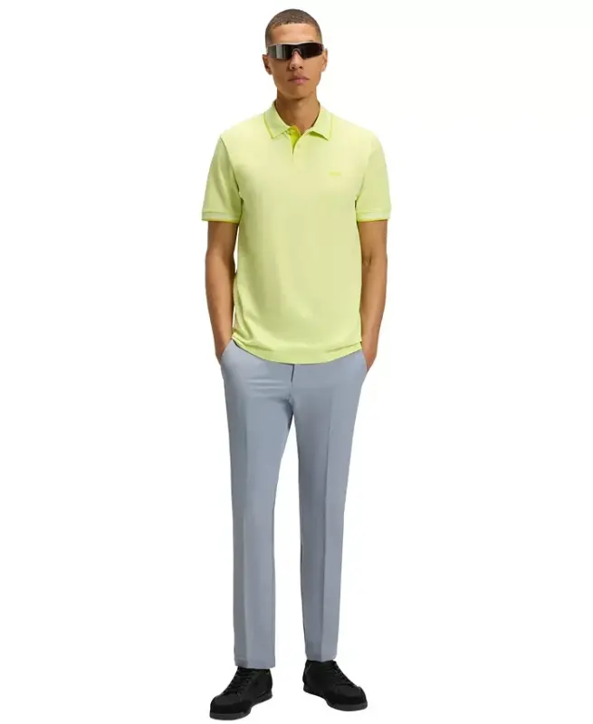Men’s Stretch-Cotton Slim-Fit Logo Polo Shirt - Light Green - 3