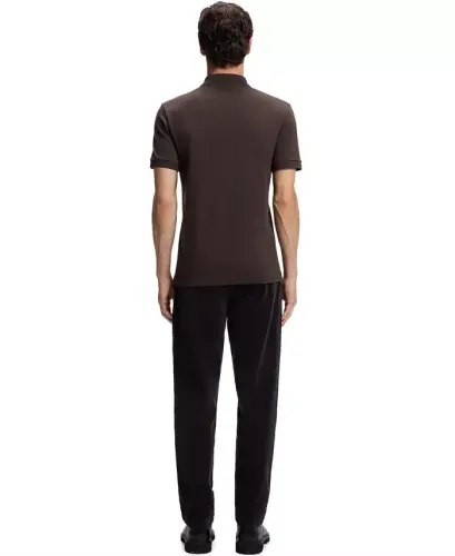 Men's Stretch-Cotton Slim-Fit Passenger Polo Shirt - Dark Brown - HUGO BOSS (1)