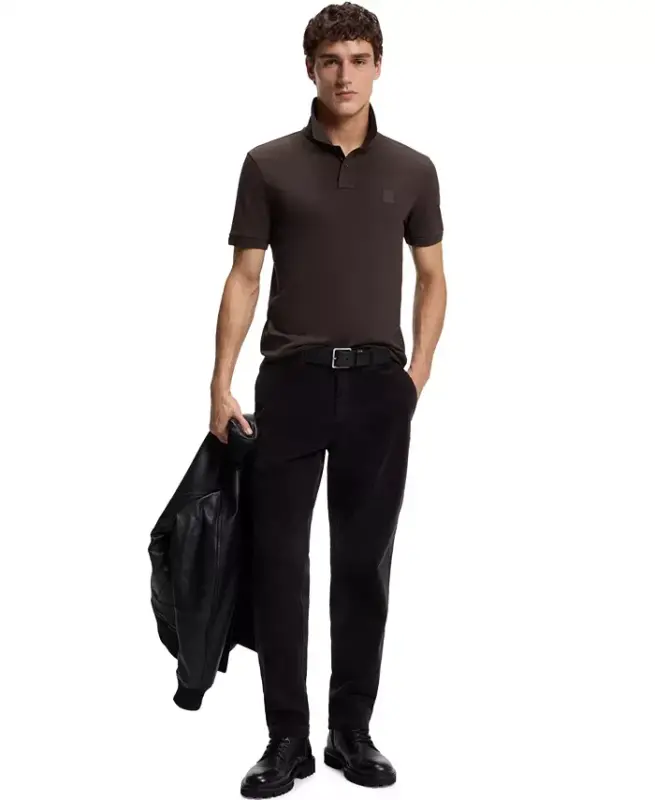 Men's Stretch-Cotton Slim-Fit Passenger Polo Shirt - Dark Brown - 3
