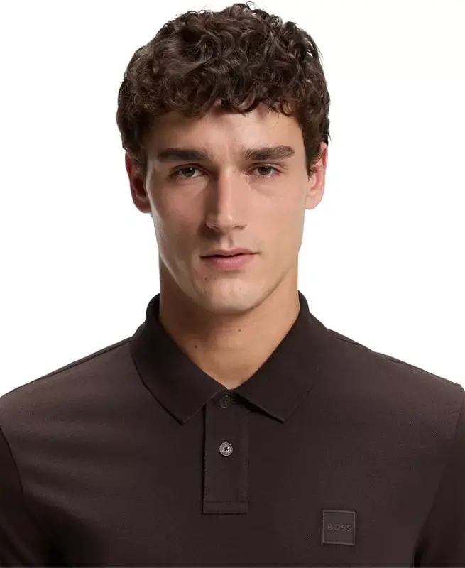Men's Stretch-Cotton Slim-Fit Passenger Polo Shirt - Dark Brown - 4