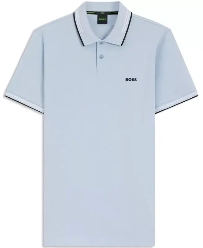 Men's Stretch-Cotton Slim-Fit Paul Polo Shirt - Light Blue - HUGO BOSS