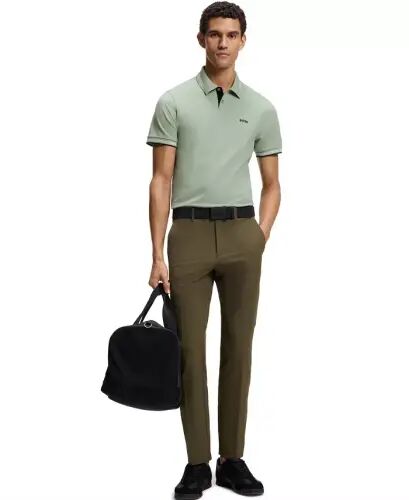 Men's Stretch-Cotton Slim-Fit Paul Polo Shirt - Open Green - HUGO BOSS (1)