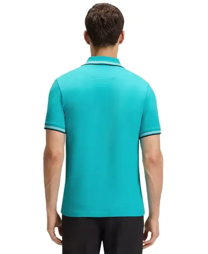 Men's Stretch-Cotton Slim-Fit Polo Shirt-Aqua - 4