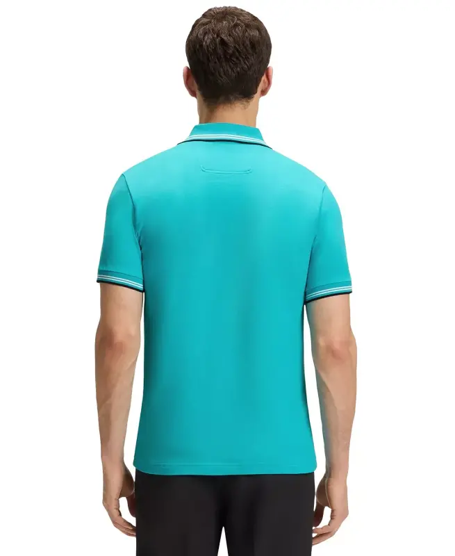 Men's Stretch-Cotton Slim-Fit Polo Shirt-Aqua - 4