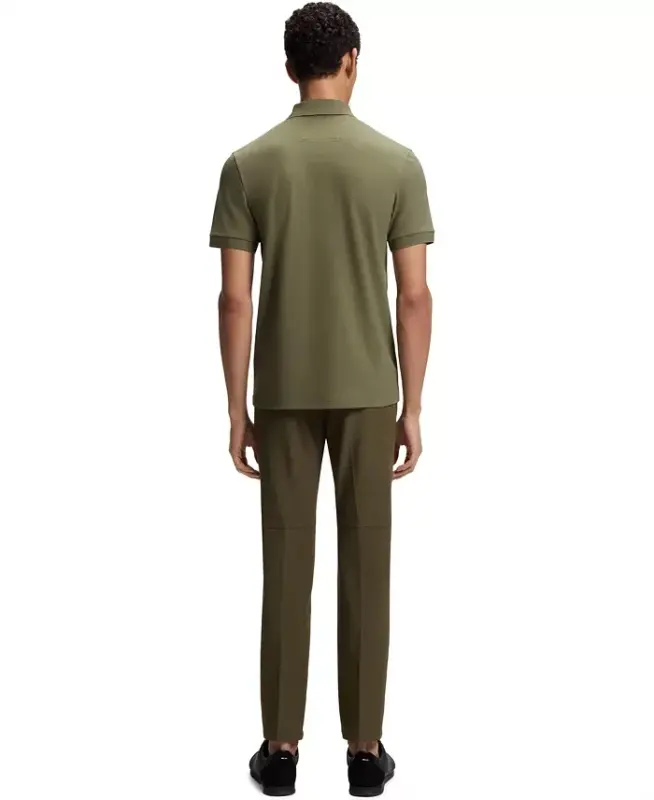 Men's Stretch-Cotton Slim-Fit Polo Shirt - Dark Beige - 4