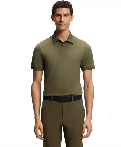 Men's Stretch-Cotton Slim-Fit Polo Shirt-Dark Beige - 1