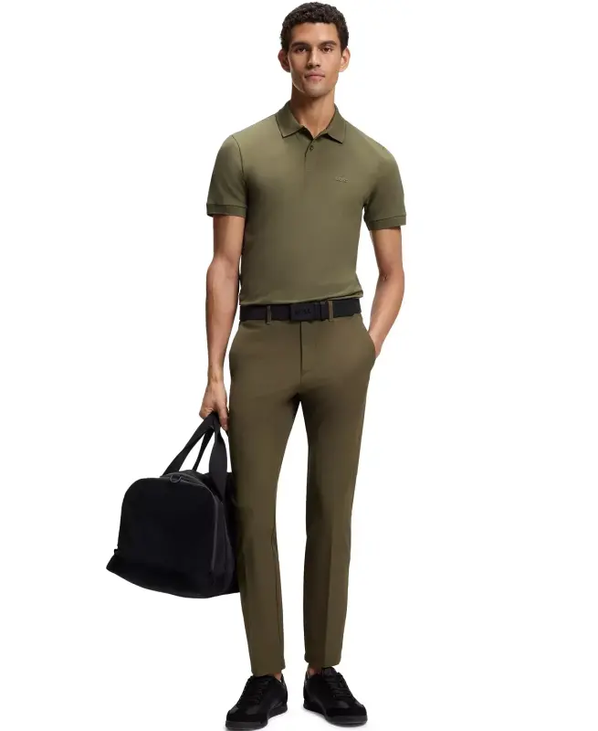 Men's Stretch-Cotton Slim-Fit Polo Shirt-Dark Beige - 2