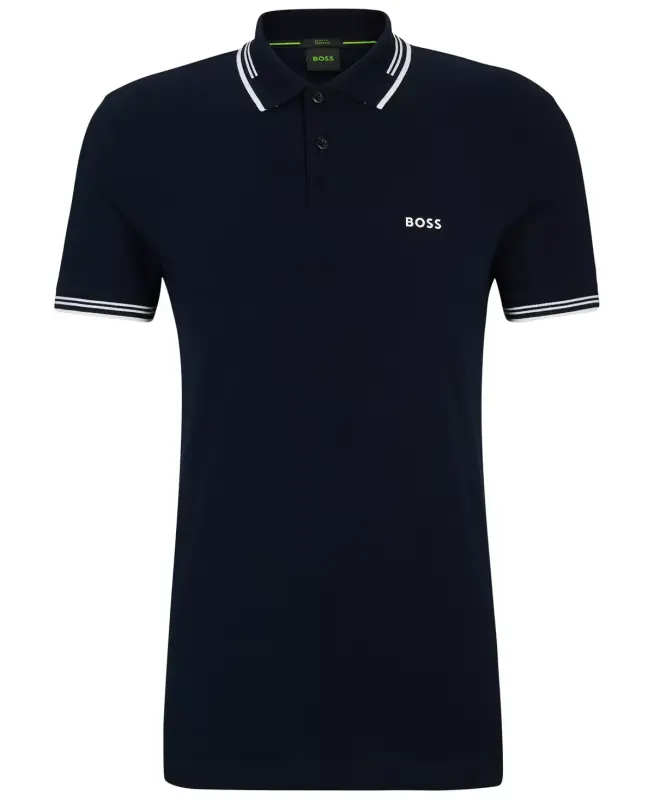 Men's Stretch-Cotton Slim-Fit Polo Shirt-Dark Blue - 3