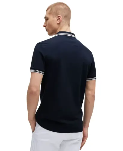 Men's Stretch-Cotton Slim-Fit Polo Shirt-Dark Blue - 4