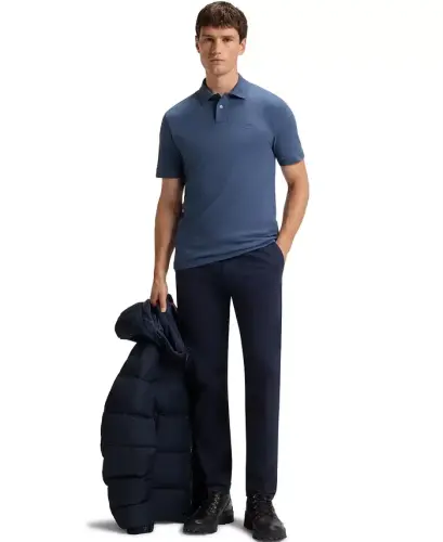 Men's Stretch-Cotton Slim-Fit Polo Shirt - Medium Blue - 4