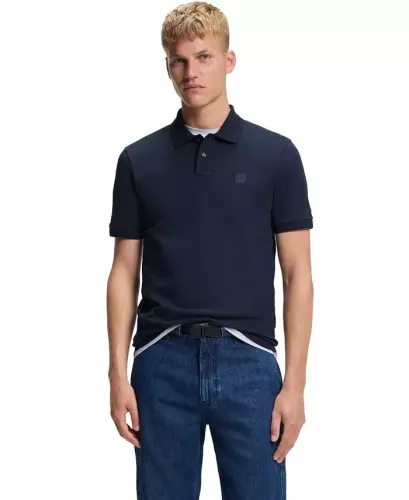 Men's Stretch-Cotton Slim-Fit Polo Shirt - Navy Blue 