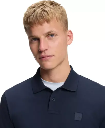 Men's Stretch-Cotton Slim-Fit Polo Shirt - Navy Blue - 5