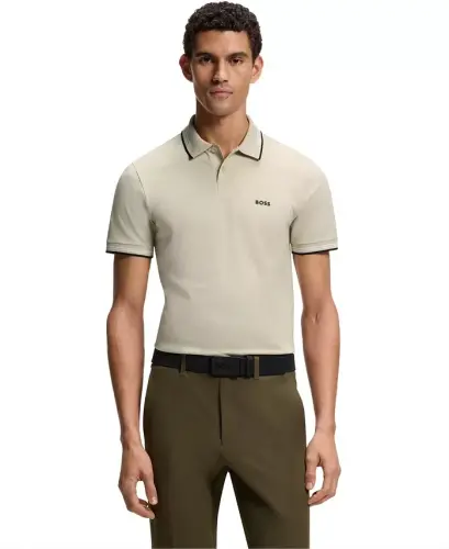 Men's Stretch-Cotton Slim-Fit Polo Shirt - Open Beige 
