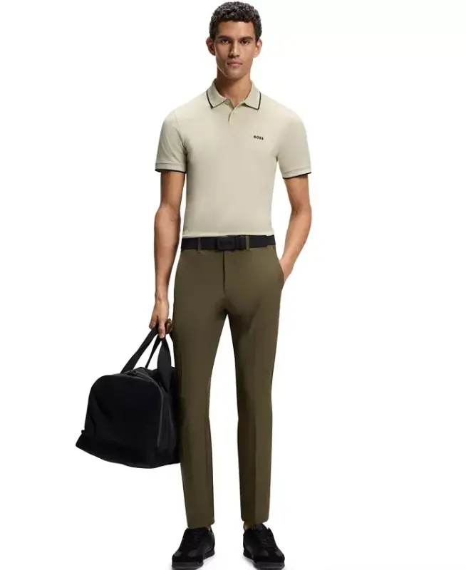 Men's Stretch-Cotton Slim-Fit Polo Shirt - Open Beige - 2