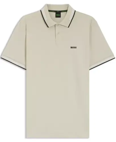 Men's Stretch-Cotton Slim-Fit Polo Shirt - Open Beige - 3