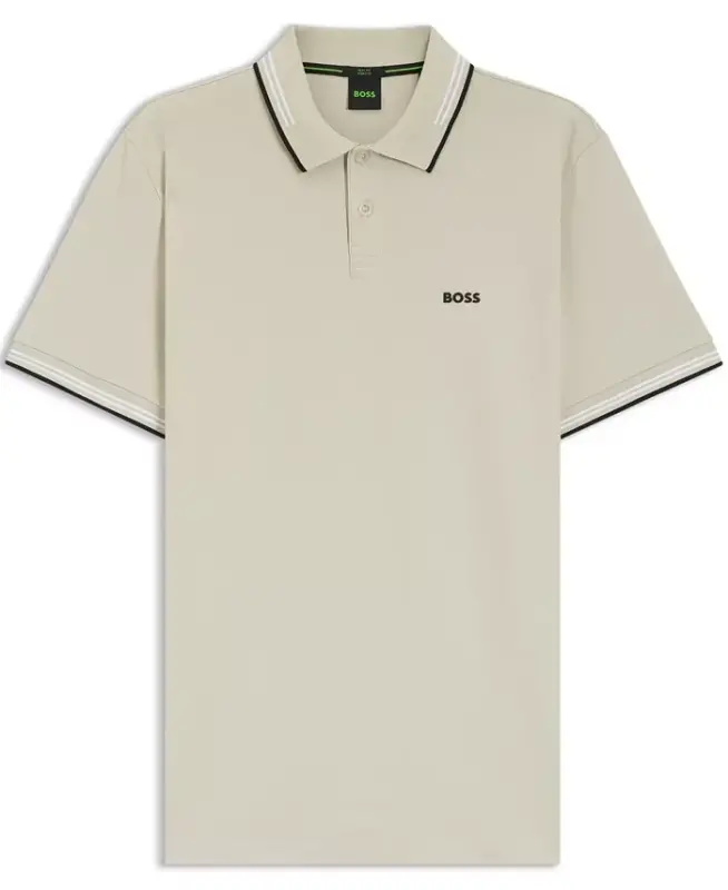 Men's Stretch-Cotton Slim-Fit Polo Shirt - Open Beige - 3