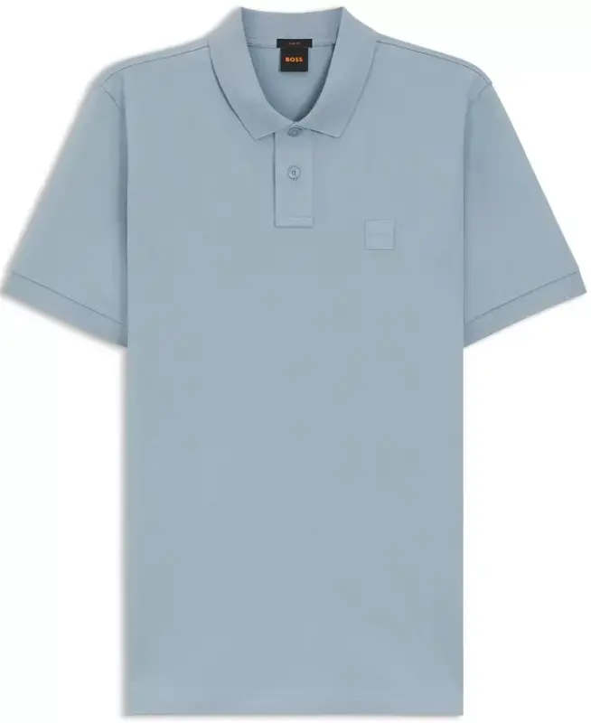 Men's Stretch-Cotton Slim-Fit Polo Shirt - Open Blue - HUGO BOSS