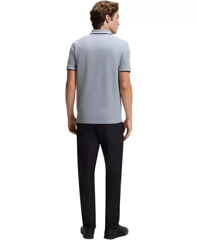 Men's Stretch-Cotton Slim-Fit Polo Shirt - Open Gray - 3