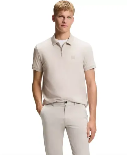 BOSS by Men's Stretch-Cotton Slim-Fit Polo Shirt - Open Gray 