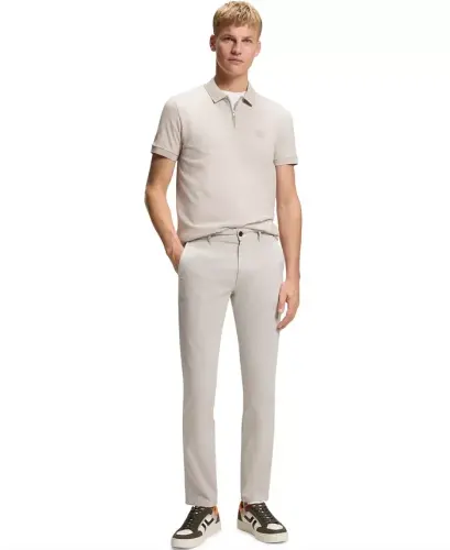 Men's Stretch-Cotton Slim-Fit Polo Shirt - Open Gray - HUGO BOSS (1)