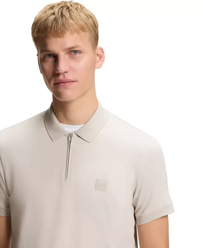 Men's Stretch-Cotton Slim-Fit Polo Shirt - Open Gray - 3