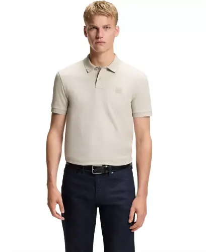 Men's Stretch-Cotton Slim-Fit Polo Shirt - Open Gray - 1