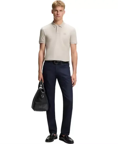Men's Stretch-Cotton Slim-Fit Polo Shirt - Open Gray - HUGO BOSS (1)