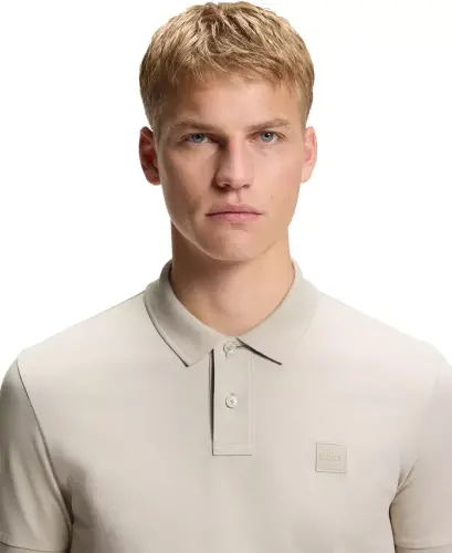 Men's Stretch-Cotton Slim-Fit Polo Shirt - Open Gray - 3