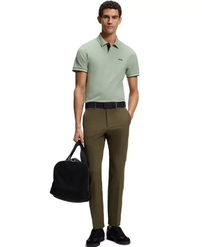 Men's Stretch-Cotton Slim-Fit Polo Shirt - Open Green - 2