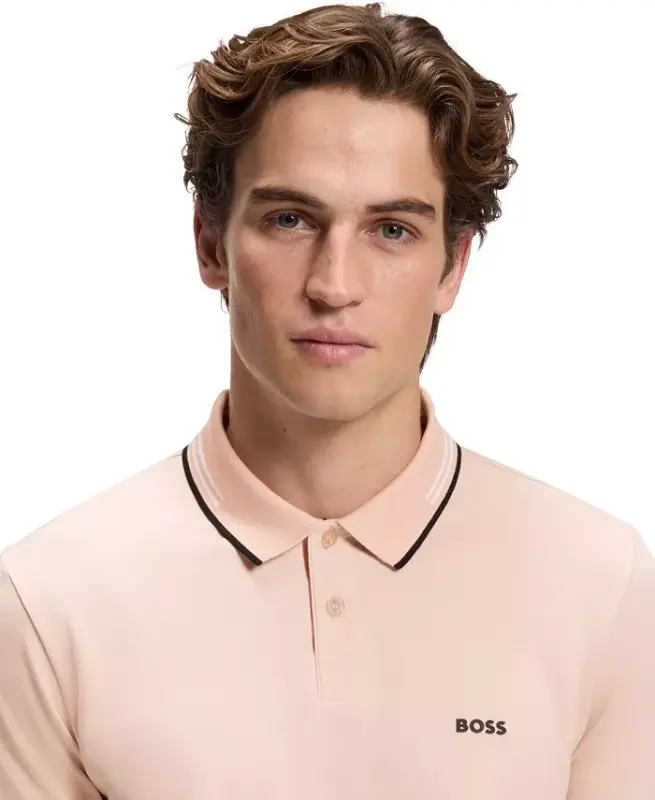Men's Stretch-Cotton Slim-Fit Polo Shirt - Orange - 5
