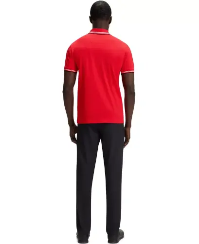 Men's Stretch-Cotton Slim-Fit Polo Shirt-Red - 4