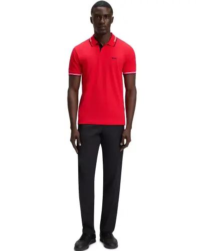 Men's Stretch-Cotton Slim-Fit Polo Shirt-Red - HUGO BOSS (1)