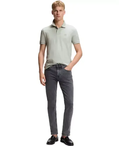 Men's Stretch-Cotton Slim-Fit Polo Shirt - Silver - 4