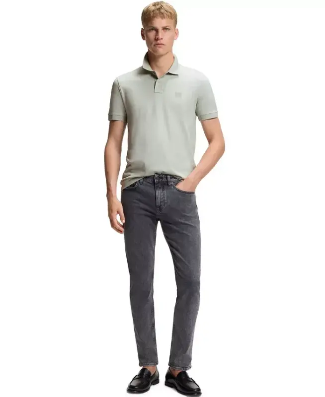 Men's Stretch-Cotton Slim-Fit Polo Shirt - Silver - 4