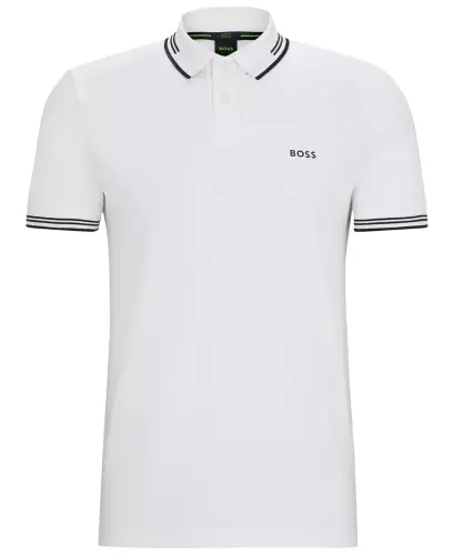 Men's Stretch-Cotton Slim-Fit Polo Shirt-White - 2