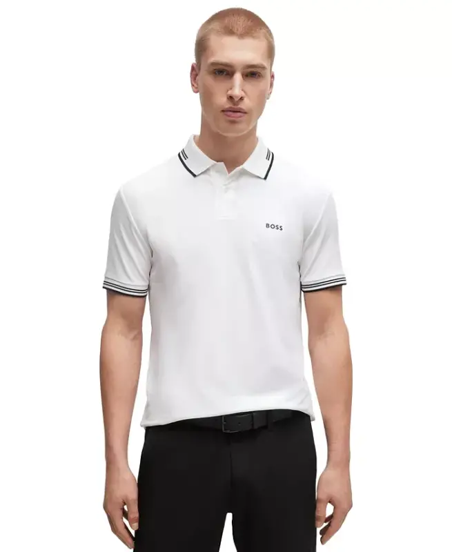 Men's Stretch-Cotton Slim-Fit Polo Shirt - White - 1