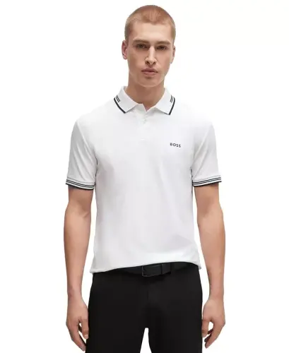Men's Stretch-Cotton Slim-Fit Polo Shirt - White 