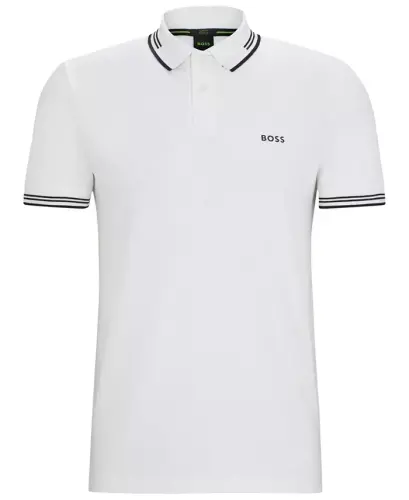 Men's Stretch-Cotton Slim-Fit Polo Shirt - White - HUGO BOSS (1)